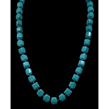 Blue Cube Plastic Beaded Casual  Necklace