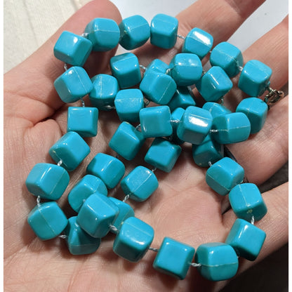 Blue Cube Plastic Beaded Casual  Necklace