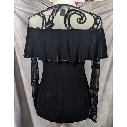 Lyman by Frank Lyman Gothic Burnout Velvet Ruffle Top Size 4