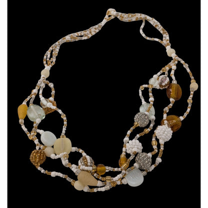 Handmade Vintage Earth Tone Beaded Multi-Strand Necklace