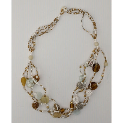 Handmade Vintage Earth Tone Beaded Multi-Strand Necklace