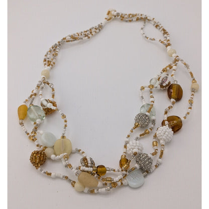 Handmade Vintage Earth Tone Beaded Multi-Strand Necklace
