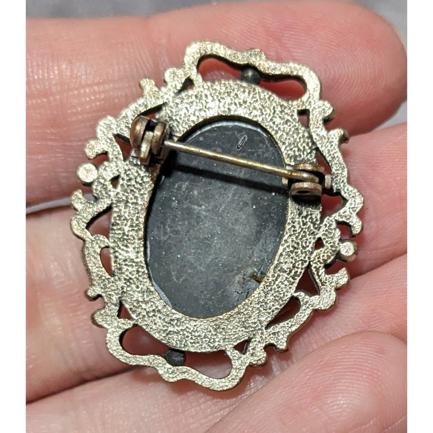 Vintage Victorian Style Black And White Cameo Brooch