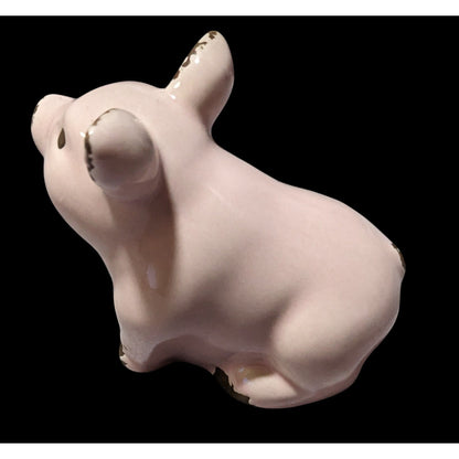 Vintage Pink And Brown Porcelain Pig Figurine