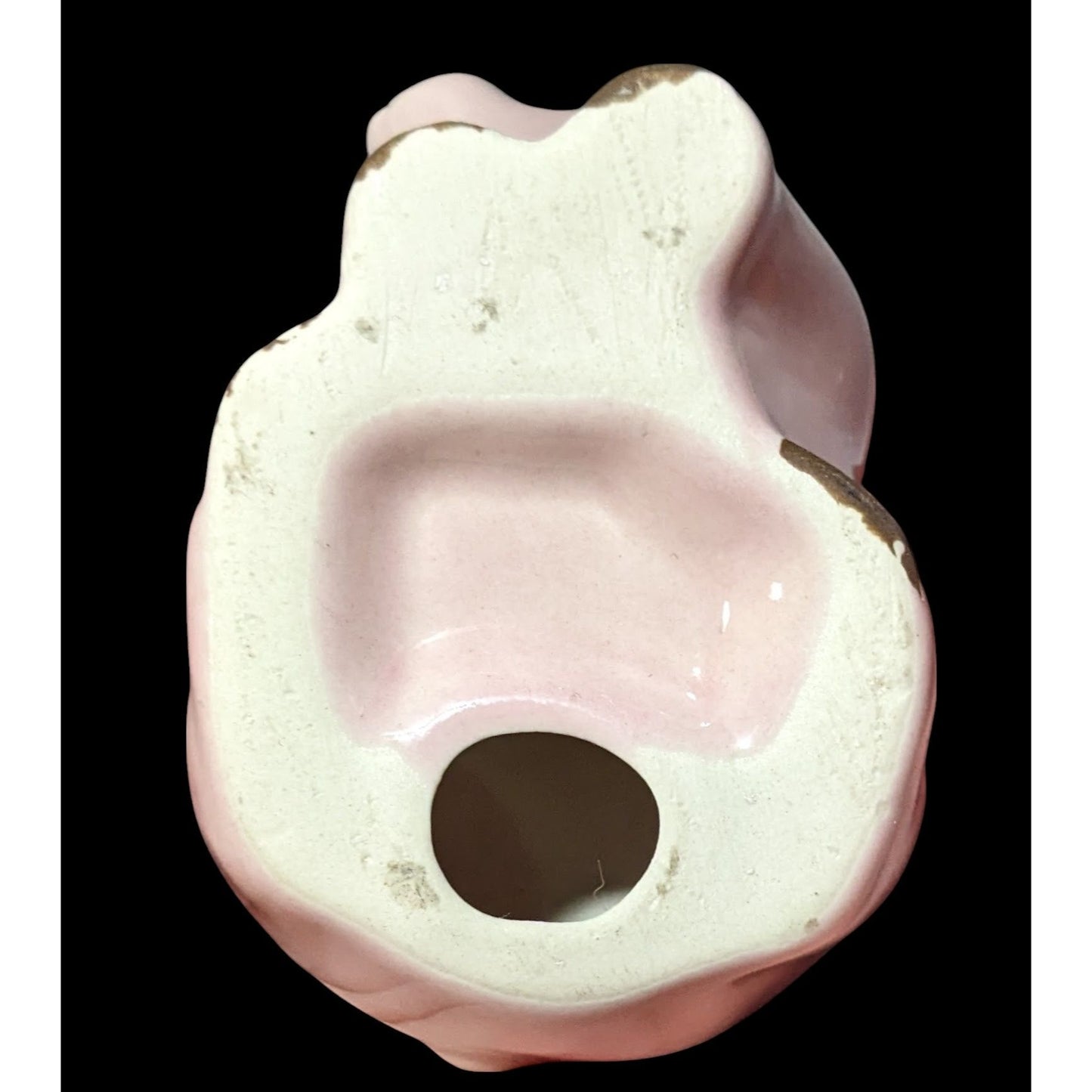 Vintage Pink And Brown Porcelain Pig Figurine
