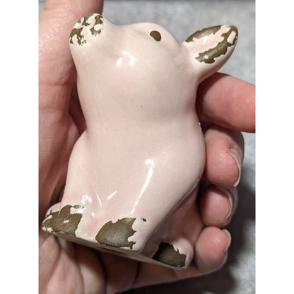 Vintage Pink And Brown Porcelain Pig Figurine