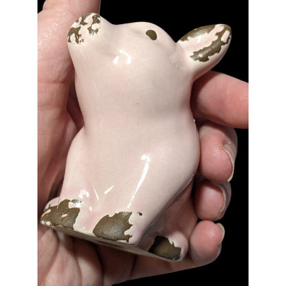 Vintage Pink And Brown Porcelain Pig Figurine