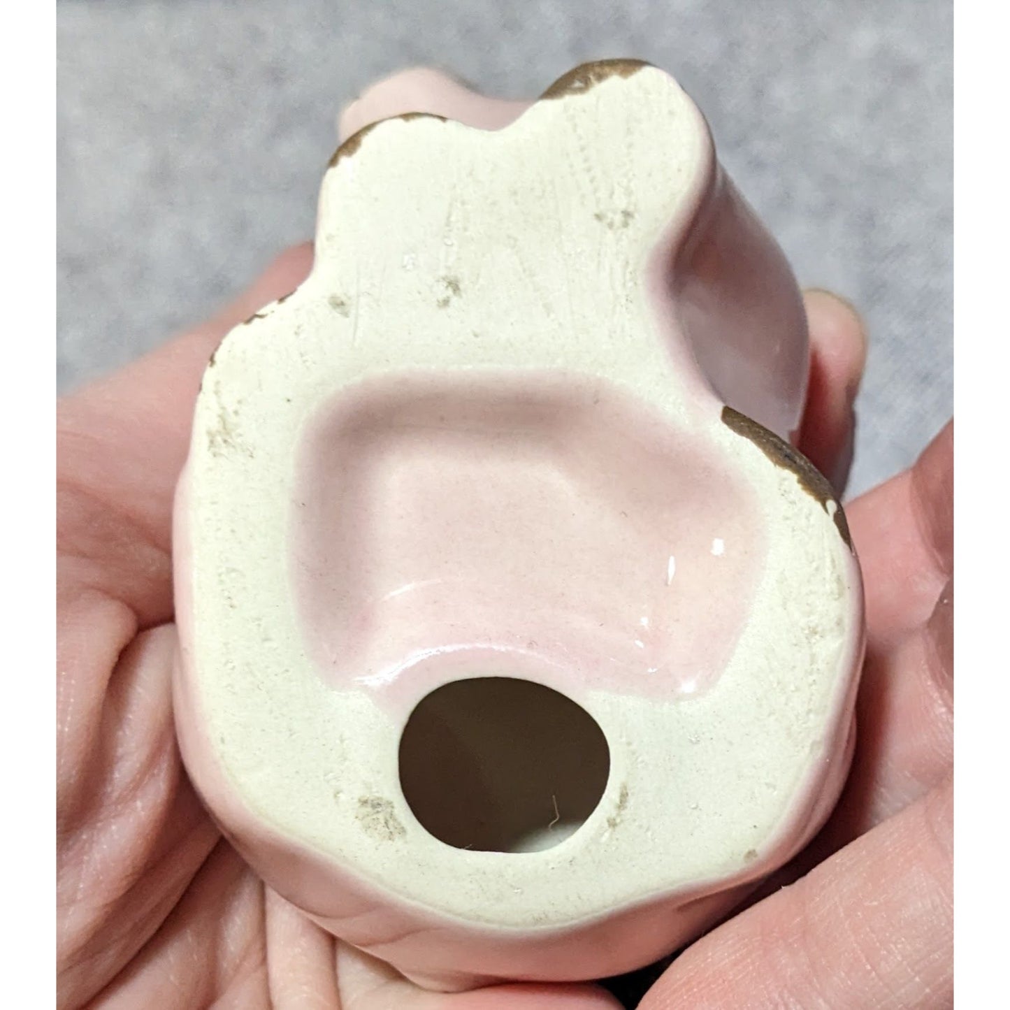 Vintage Pink And Brown Porcelain Pig Figurine