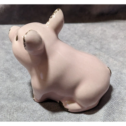 Vintage Pink And Brown Porcelain Pig Figurine