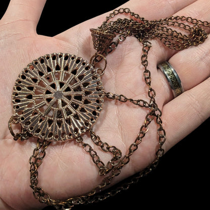 Bohemian Copper Tone Medallion Tassel Necklace