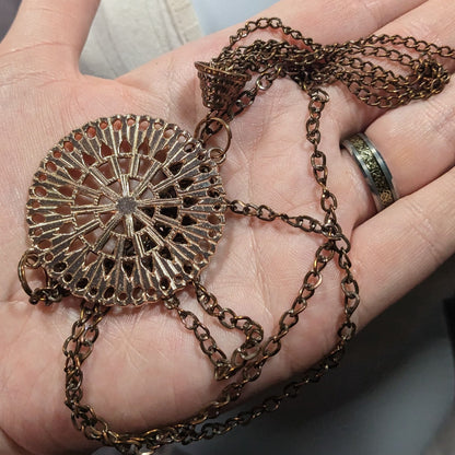 Bohemian Copper Tone Medallion Tassel Necklace