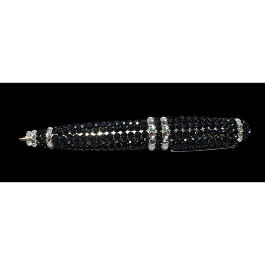 Black And Silver Rhinestone Embellished Ballpoint Pen