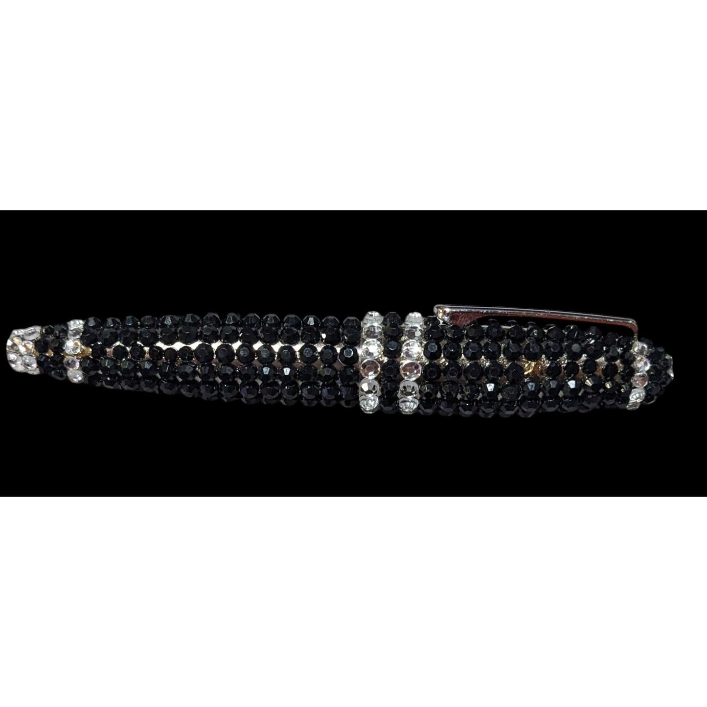 Black And Silver Rhinestone Embellished Ballpoint Pen