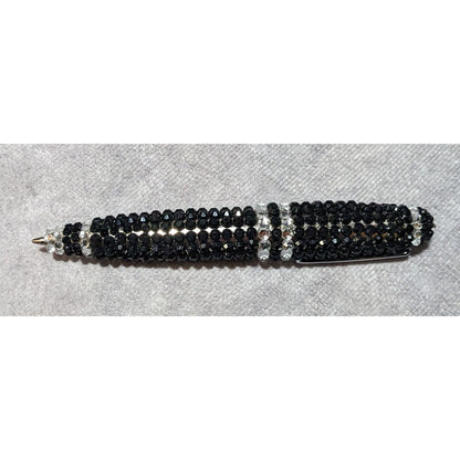 Black And Silver Rhinestone Embellished Ballpoint Pen