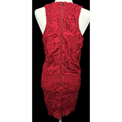 Lovers + Friends Caspian Red Lace Shift Dress Size Large