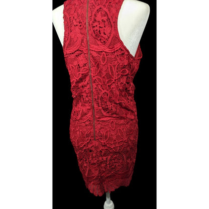 Lovers + Friends Caspian Red Lace Shift Dress Size Large