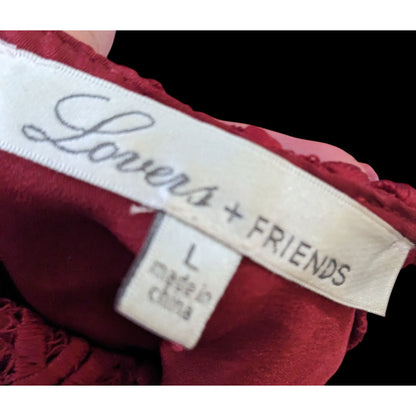 Lovers + Friends Caspian Red Lace Shift Dress Size Large