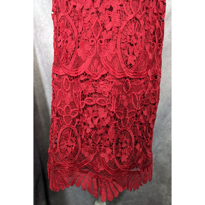 Lovers + Friends Caspian Red Lace Shift Dress Size Large