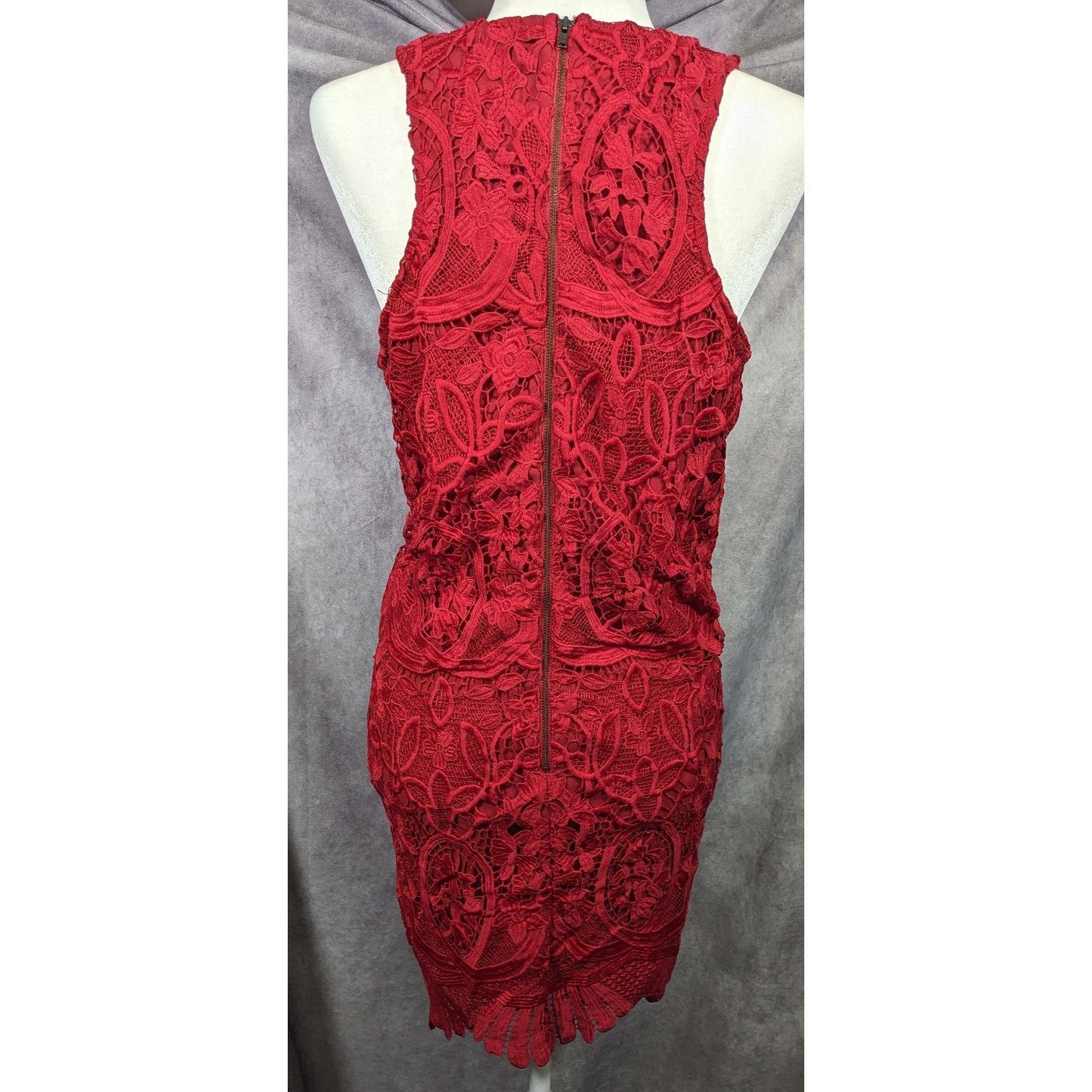 Lovers + Friends Caspian Red Lace Shift Dress Size Large