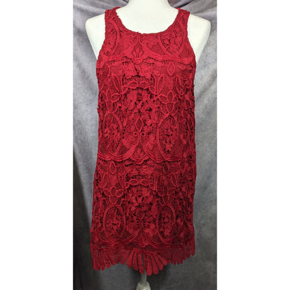 Lovers + Friends Caspian Red Lace Shift Dress Size Large