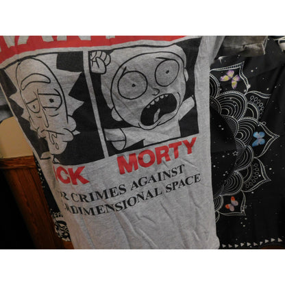 Rick And Morty Wanted Tee Grey With Red And Black Print