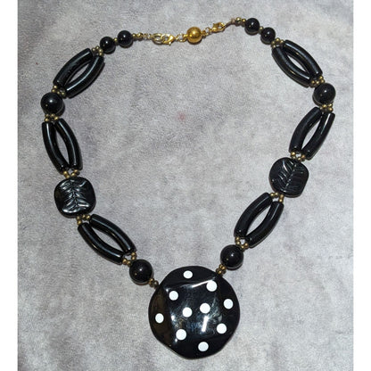 Vintage 70s Black Lucite Statement Necklace