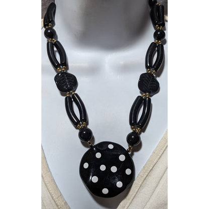 Vintage 70s Black Lucite Statement Necklace