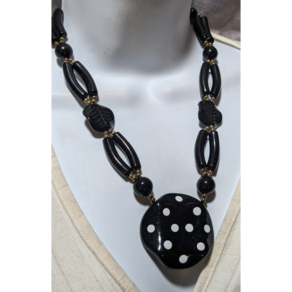 Vintage 70s Black Lucite Statement Necklace