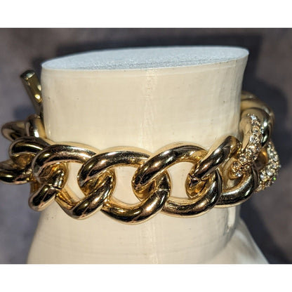 Victorias Secret Gold Tone Bracelet With Crystal Accents & Charm
