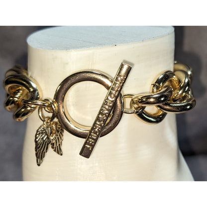 Victorias Secret Gold Tone Bracelet With Crystal Accents & Charm