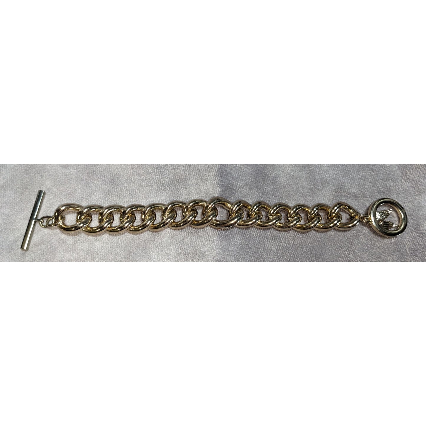 Victorias Secret Gold Tone Bracelet With Crystal Accents & Charm
