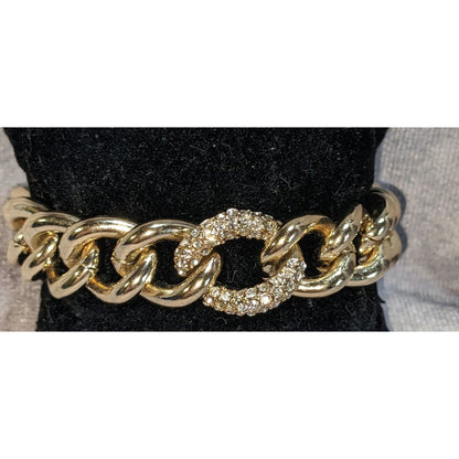 Victorias Secret Gold Tone Bracelet With Crystal Accents & Charm