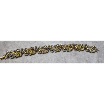 Vintage Sarah Coventry Floral Faux Pearl Rhinestone Gold Tone Bridal Bracelet