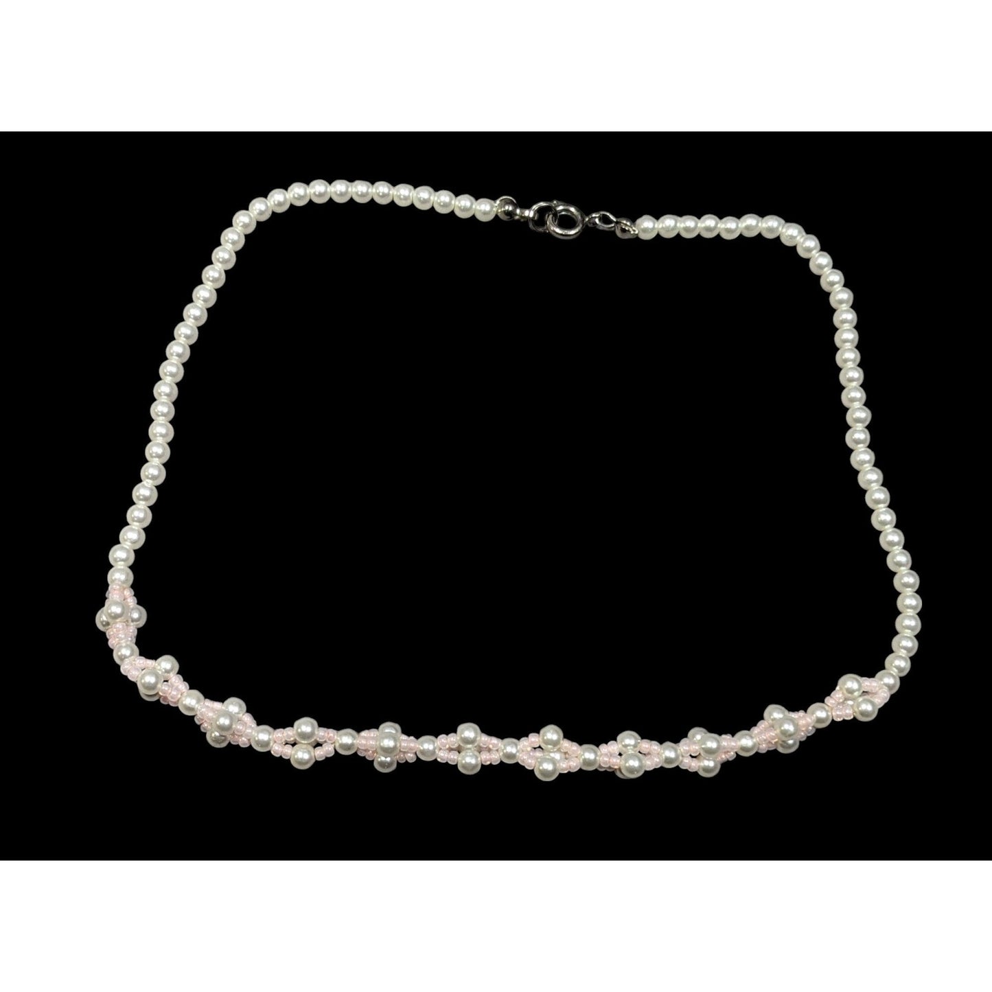 Coquette Pastel Pink Faux Pearl Beaded Necklace