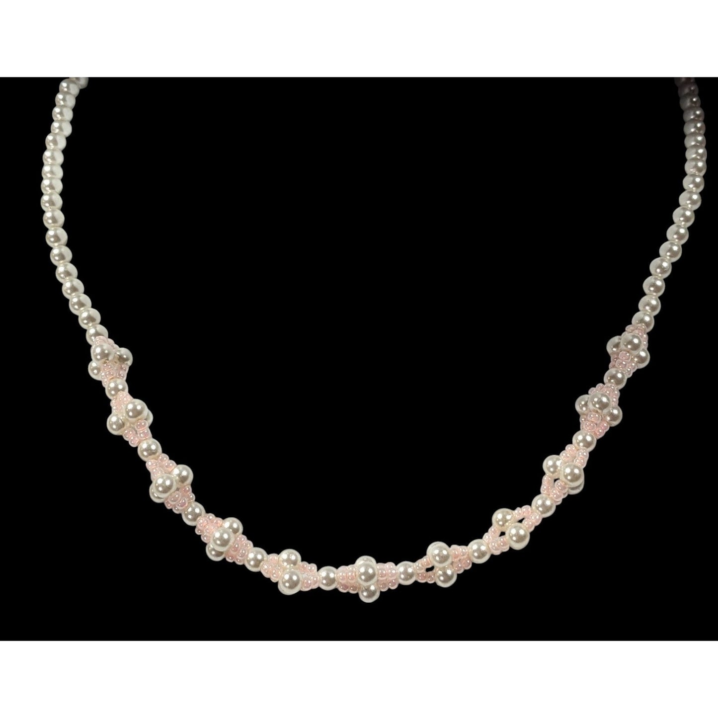 Coquette Pastel Pink Faux Pearl Beaded Necklace