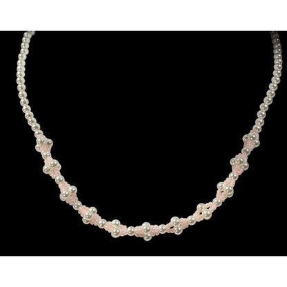 Coquette Pastel Pink Faux Pearl Beaded Necklace