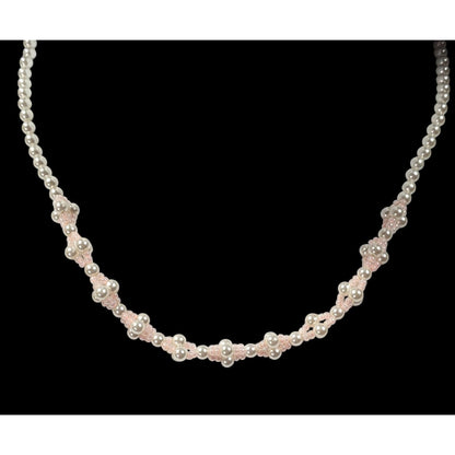 Coquette Pastel Pink Faux Pearl Beaded Necklace