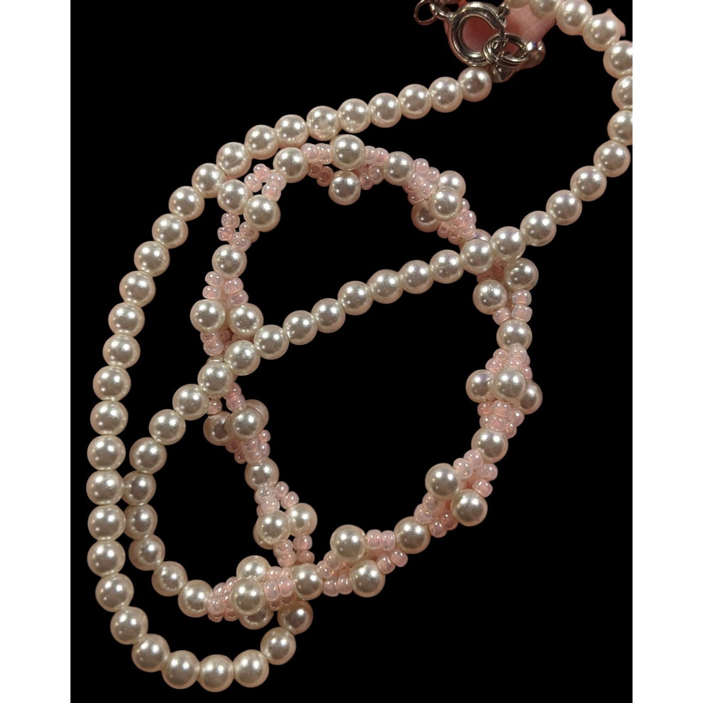 Coquette Pastel Pink Faux Pearl Beaded Necklace