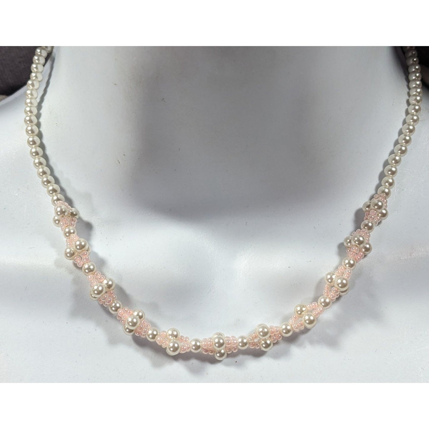 Coquette Pastel Pink Faux Pearl Beaded Necklace
