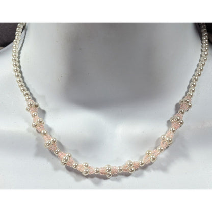 Coquette Pastel Pink Faux Pearl Beaded Necklace
