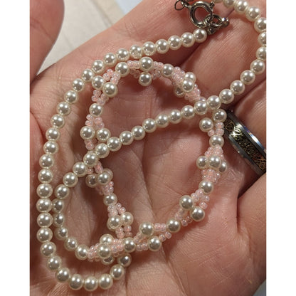 Coquette Pastel Pink Faux Pearl Beaded Necklace