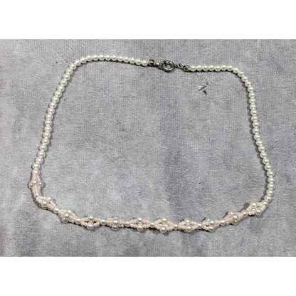 Coquette Pastel Pink Faux Pearl Beaded Necklace