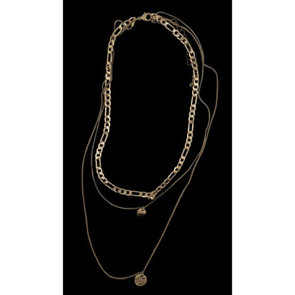 Elegant Metallic Layered Multi Chain Necklace With Minimalist Charms