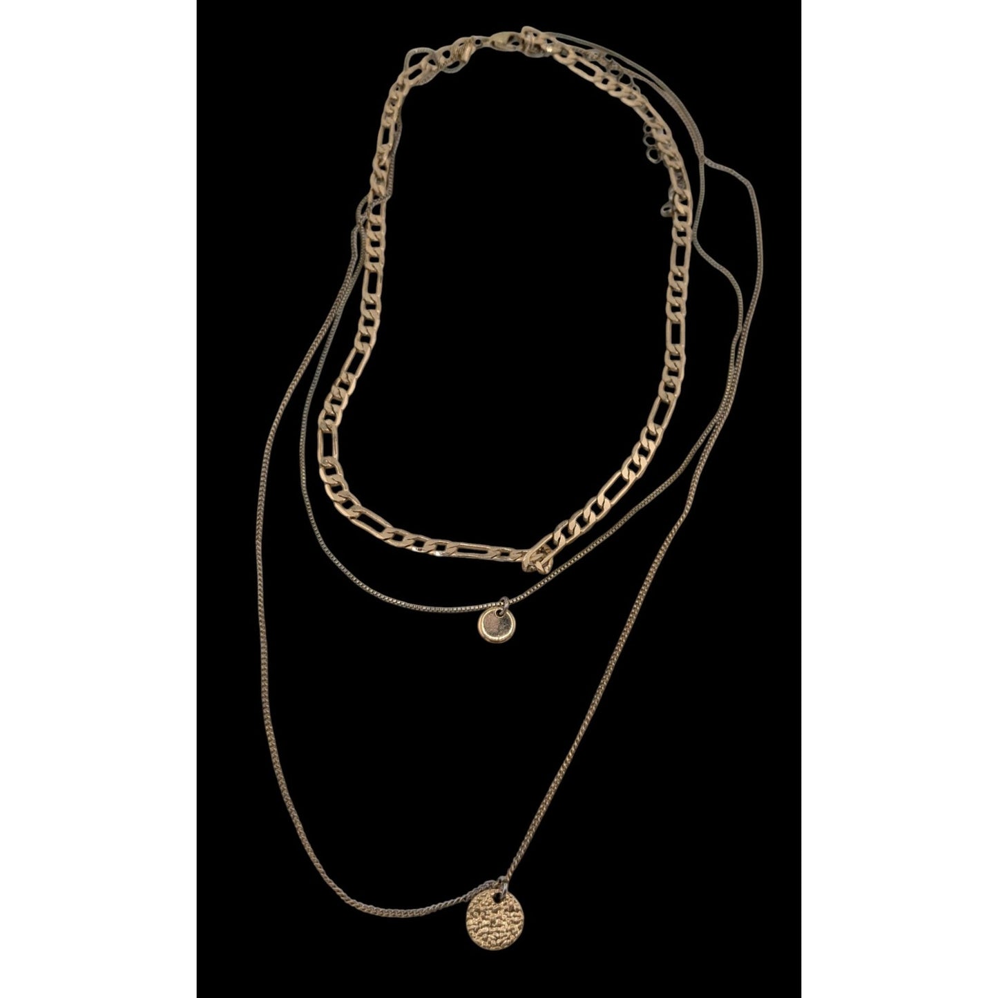 Elegant Metallic Layered Multi Chain Necklace With Minimalist Charms