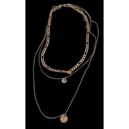 Elegant Metallic Layered Multi Chain Necklace With Minimalist Charms