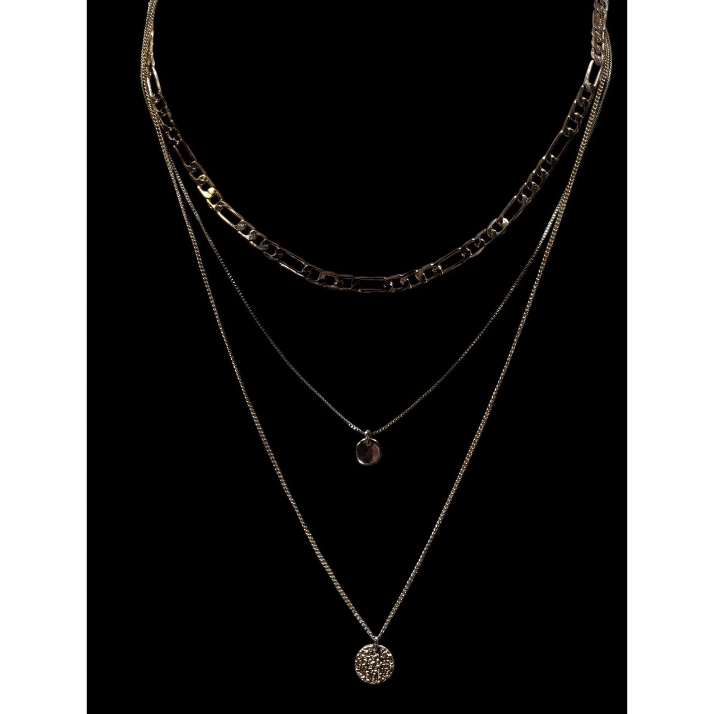Elegant Metallic Layered Multi Chain Necklace With Minimalist Charms