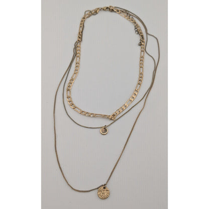 Elegant Metallic Layered Multi Chain Necklace With Minimalist Charms