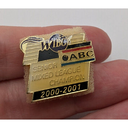 WIBC ABC Senior Mixed League Champion 2000-2001 Pin Gold Tone Vintage