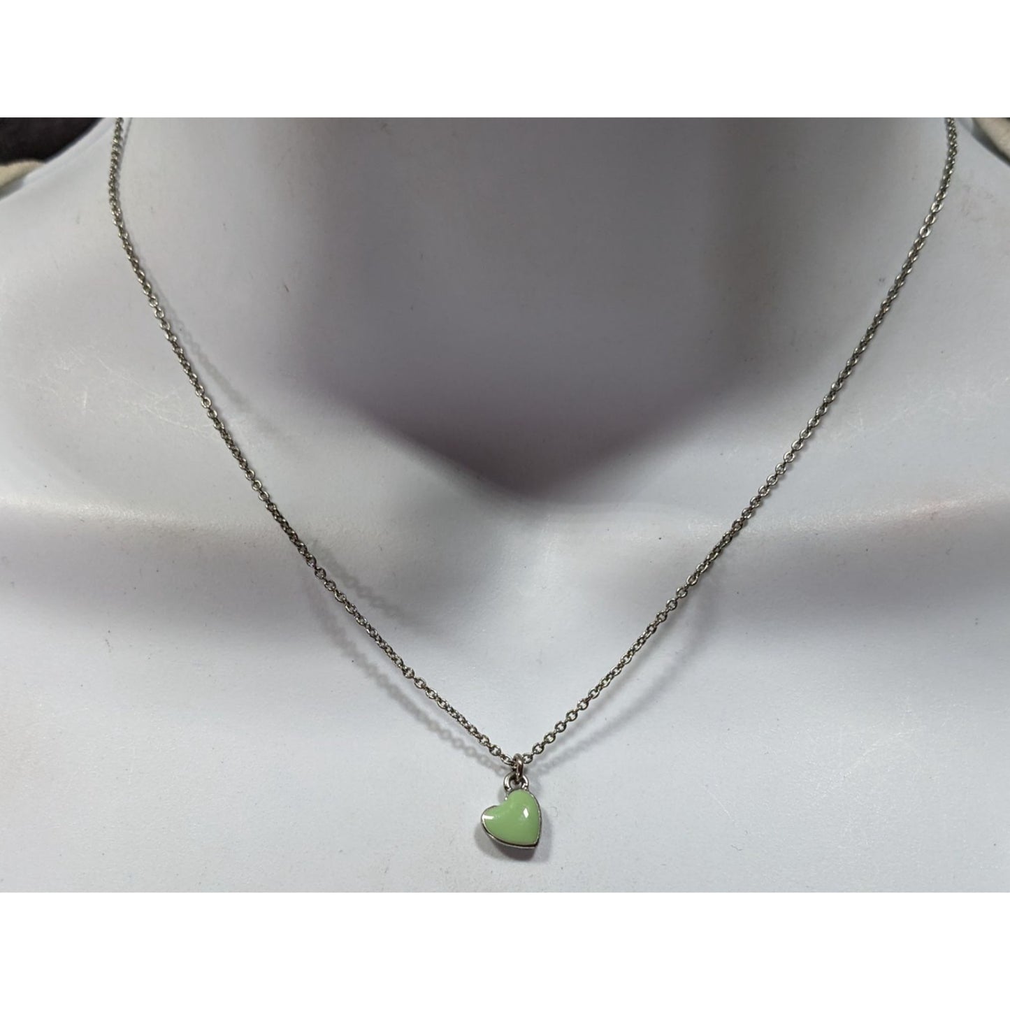 Minimalist Mint Green Heart Pendant Necklace