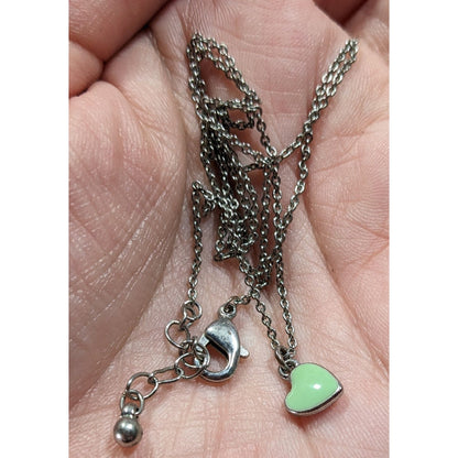 Minimalist Mint Green Heart Pendant Necklace
